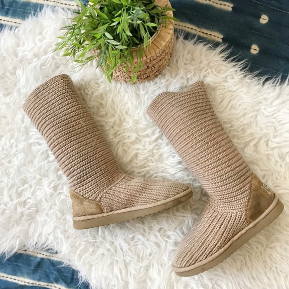 UGG Shoes - UGG Australia | Tall Tan Knit Boots Slouch